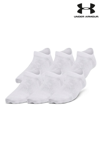 Under Armour Youth Essential No Show White Socks 6 Pack (931847) | £18