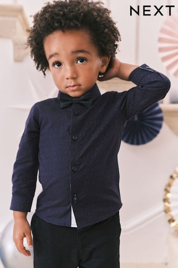 Navy Blue Long Sleeve Shirt And Bow Tie Set (3mths-12yrs) (931933) | £20 - £24