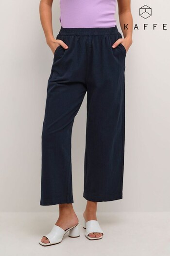 Kaffe Blue Naya Elastic Waist Cropped Trousers Collection (932048) | £20