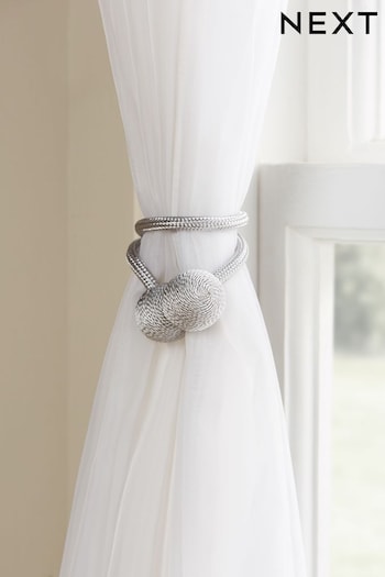 Silver Grey Magnetic Curtain Tie Backs Set of 2 (932183) | £10