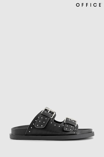 Office Black Double Strap Studded Footbed Sandals (932381) | £38