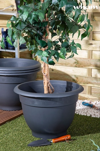 Wham Set of 4 Black 48cm Bell Pot Round Plastic Planters (932402) | £22