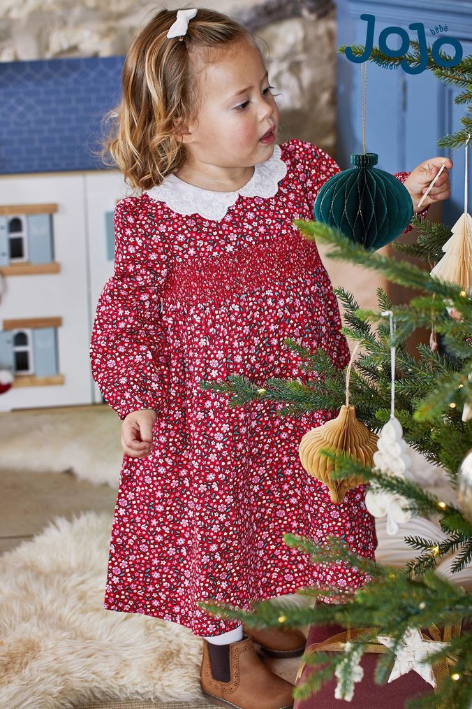 Newborn smocked deals christmas dress