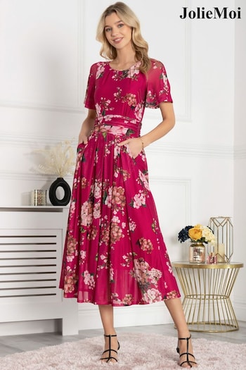 Jolie Moi Pink Rexina Maxi Mesh Dress (933287) | £85