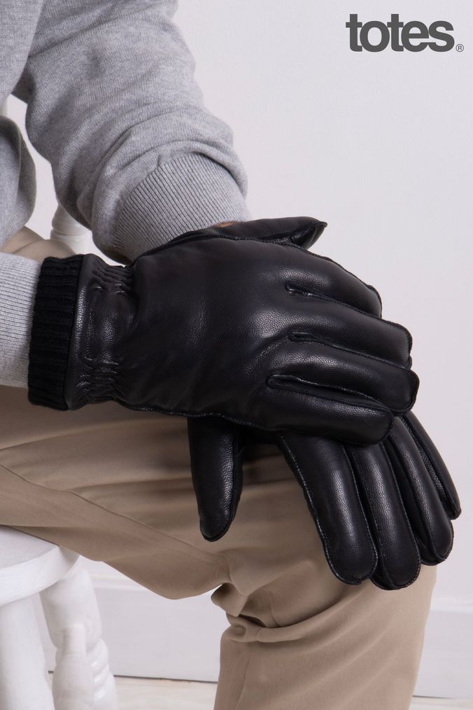 Buy Men s Black Leather Gloves Online Next UK