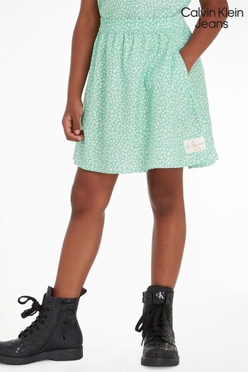 Calvin Klein Jeans Girls Green Flower Printed Skirt (933599) | £60