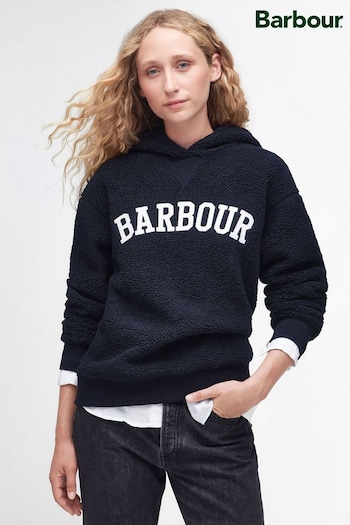Barbour® Navy Blue Varsity Northumberland Fleece Hoodie (933614) | £80