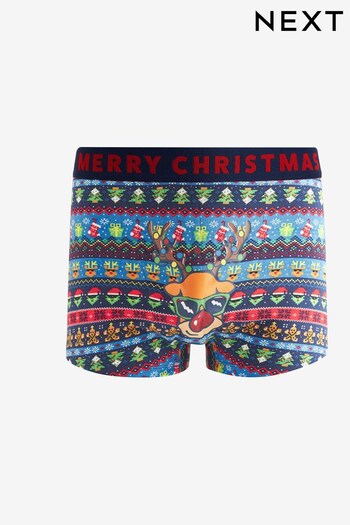 Navy Blue Reindeer Christmas Boxers (933824) | £8