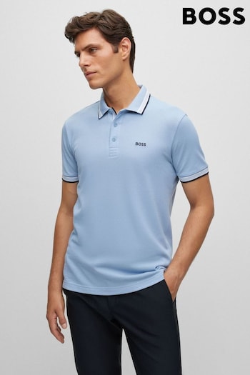 BOSS Sky Blue/Black Tipping Paddy Polo Shirt (933951) | £89