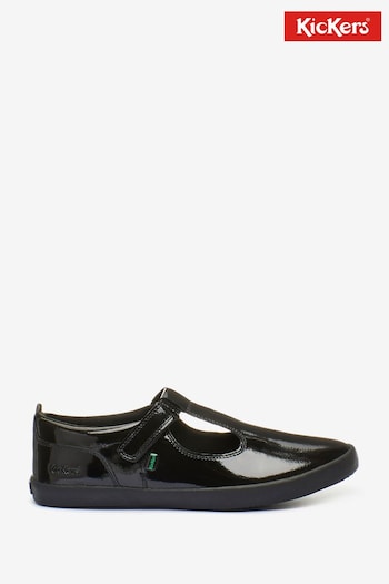 Kickers Youth  Kariko T-Bar Hook And Loop Patent Leather Black Shoes (933956) | £35