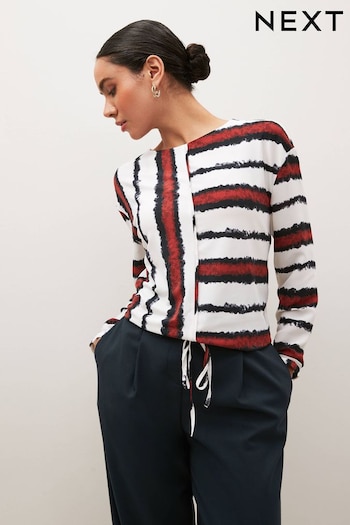 Red Stripe Long Sleeve Drawstring Waist Blouse (934097) | £42