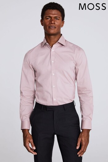 MOSS Pink Tailored-Fit Dusky Stretch Shirt (934124) | £35