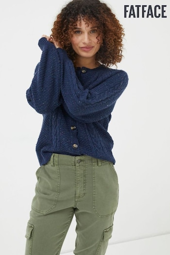 FatFace Blue Chloe Cable Crew Cardigan (934216) | £56