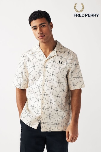 Fred Perry Geometric Print Revere Collar Resort Short Sleeve Shirt (934247) | £110