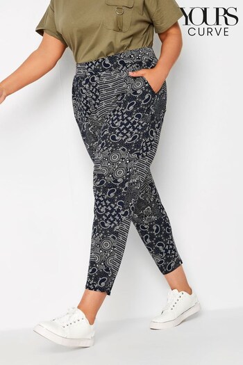 Yours Curve Black Printed Double Pleat Harem Trousers (934263) | £27