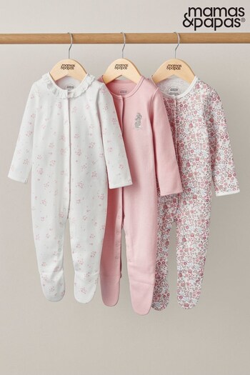 Mamas & Papas Pink Oh Darling Girl Sleepsuits 3 Pack (934294) | £19