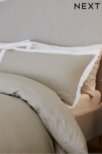 Grey Silver/White Cotton Rich Oxford Duvet Cover and Pillowcase Set (934302) | £25 - £55