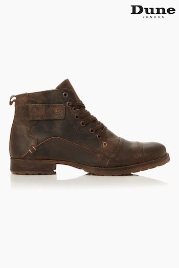 Dune London Simon Dark Brown Heavy Duty Leather Ankle Boots (934427) | £120