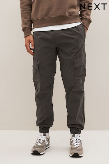 Charcoal Grey Slim Tapered Stretch Utility Cargo Trousers light-wash (934469) | £35