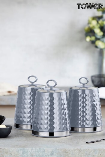 Tower Grey Solitaire Set of 3 Canisters (934488) | £35