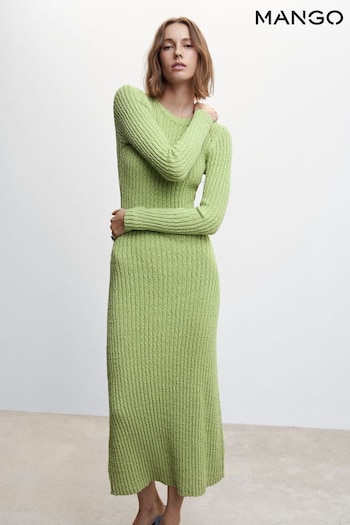 Mango Green Ribbed Long Dress (935222) | £50
