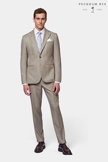 Peckham Rye Cream Linen Contemporary Notched Lapel Suit (935245) | £279
