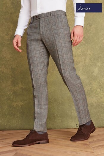 Joules Grey/Rust Check Slim Fit Wool Suit: Trousers (935631) | £100