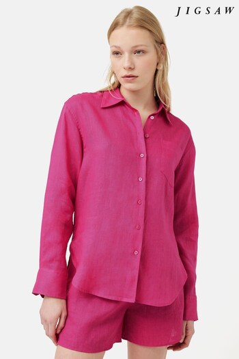 Jigsaw Relaxed Pink Linen Shirt (935716) | £99
