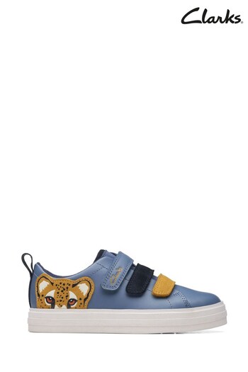 Clarks Blue Kids Leather Nova Cheater Print Shoes (935840) | £42