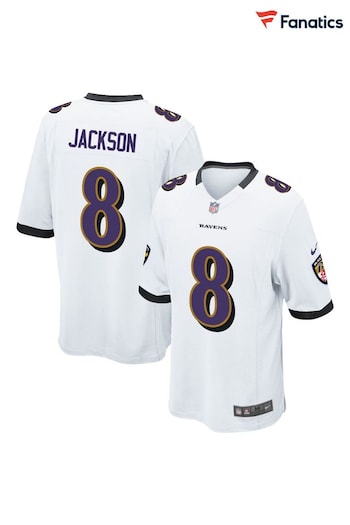 Nike White NFL Baltimore Ravens Road Game Jersey - Lamar Jackson (936187) | £80