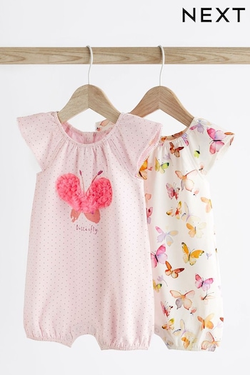 Pink Butterfly Baby Rompers 2 Pack (936372) | £14 - £18