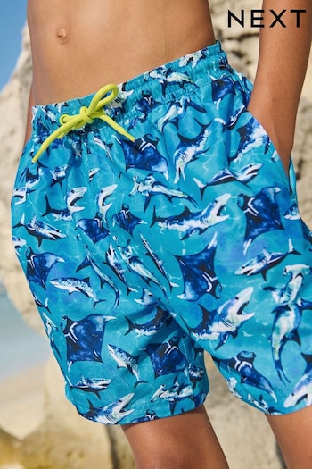 Blue Shark Printed Swim Shorts (3mths-16yrs) (936448) | £8 - £14