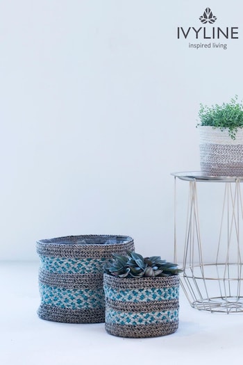 Ivyline Set of 3 Natural Garden Skalo Seagrass Lined Baskets (936617) | £50