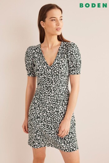 Boden Green Pleat Detail Jersey Mini Dress (936851) | £65
