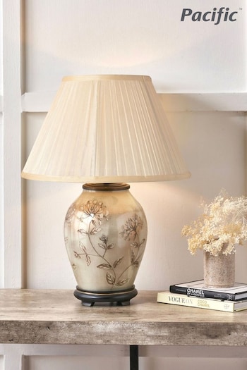 Pacific Teal Blue Jenny Worrall Hand Painted Honeysuckle Glass Table Lamp (937092) | £340