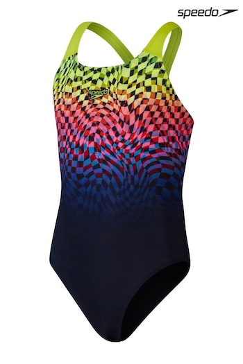 Speedo Girls Digital Placement Powerback Black Swimsuit (937244) | £25