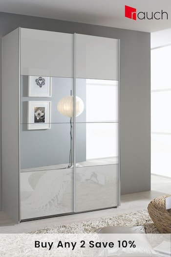 Rauch Grey Courtney 1.36m Glass Sliding Semi-fitted Wardrobe (937265) | £630