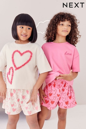 Pink/White Confetti Heart Short Pyjamas 2 Pack (3-16yrs) (937431) | £20 - £26