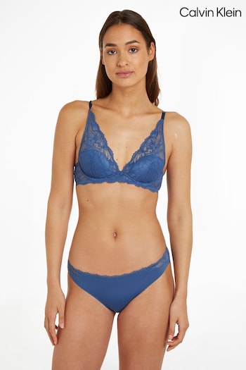 Calvin Klein Blue Seductive Comfort Lace Plunge Bra (937593) | £46