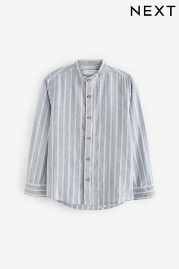 Grey Stripe Grandad Collar Long Sleeve Shirt (3-16yrs) (937728) | £13 - £18