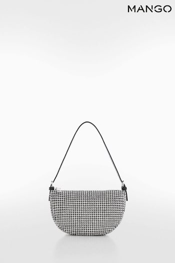 Mango Silver Crystal Shoulder Bag (937846) | £80