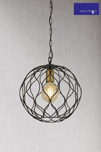 Searchlight Black/Gold Hollow Ceiling Light Pendant With Wavey Bar Detail (937898) | £57