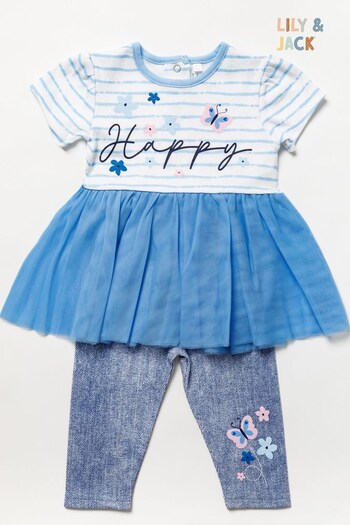 Lily & Jack Blue Tutu Tommy Dress and Legging Outfit Set (938550) | £20