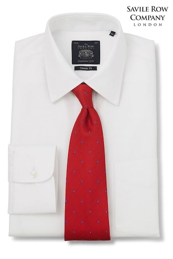 Savile Row White Twill Classic Fit NoIron Single Cuff Shirt (9385Q3) | £60