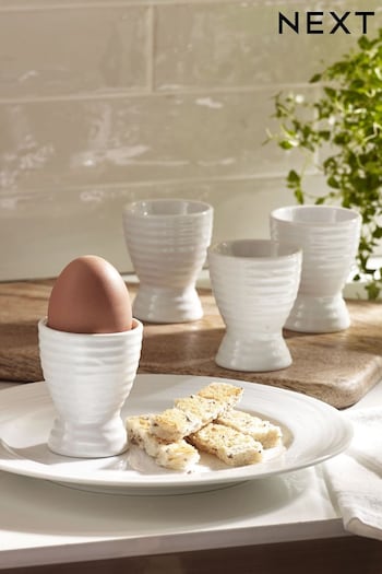 Set of 4 White Malvern Embossed Egg Cups (938621) | £9
