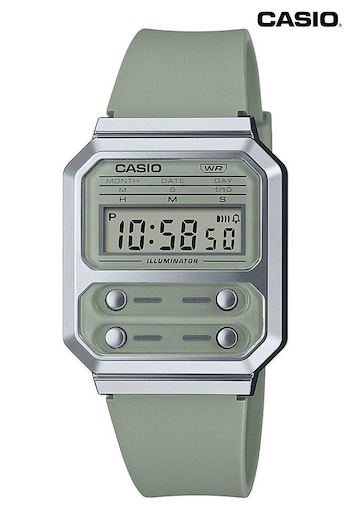 Casio 'Vintage A100 Vintage' Green Plastic/Resin Quartz Watch (938878) | £45