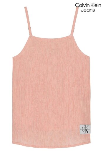 Calvin Klein Jeans Girls Pink Crinkle Strap Top (939039) | £60