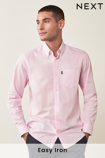 Light Pink Slim Fit Easy Iron Button Down Oxford Shirt (939155) | £20