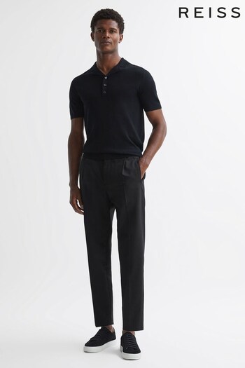 Reiss Black Hove Technical Elasticated sleeve Trousers (939369) | £138