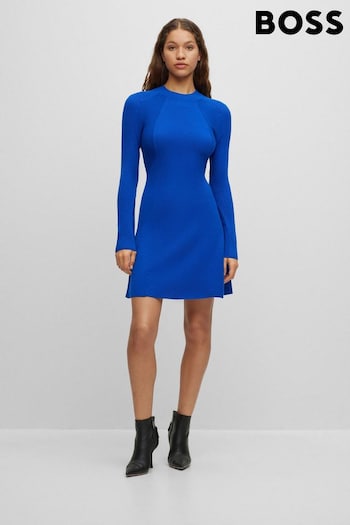 BOSS Blue Long-Sleeved Dress With Mixed Structures (939377) | £229